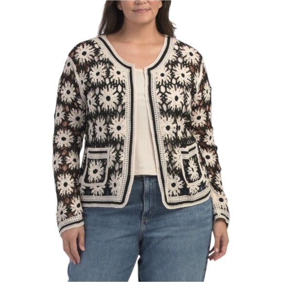 Liv Los Angeles Sweaters - LIV LOS ANGELES Plus Crochet Cardigan